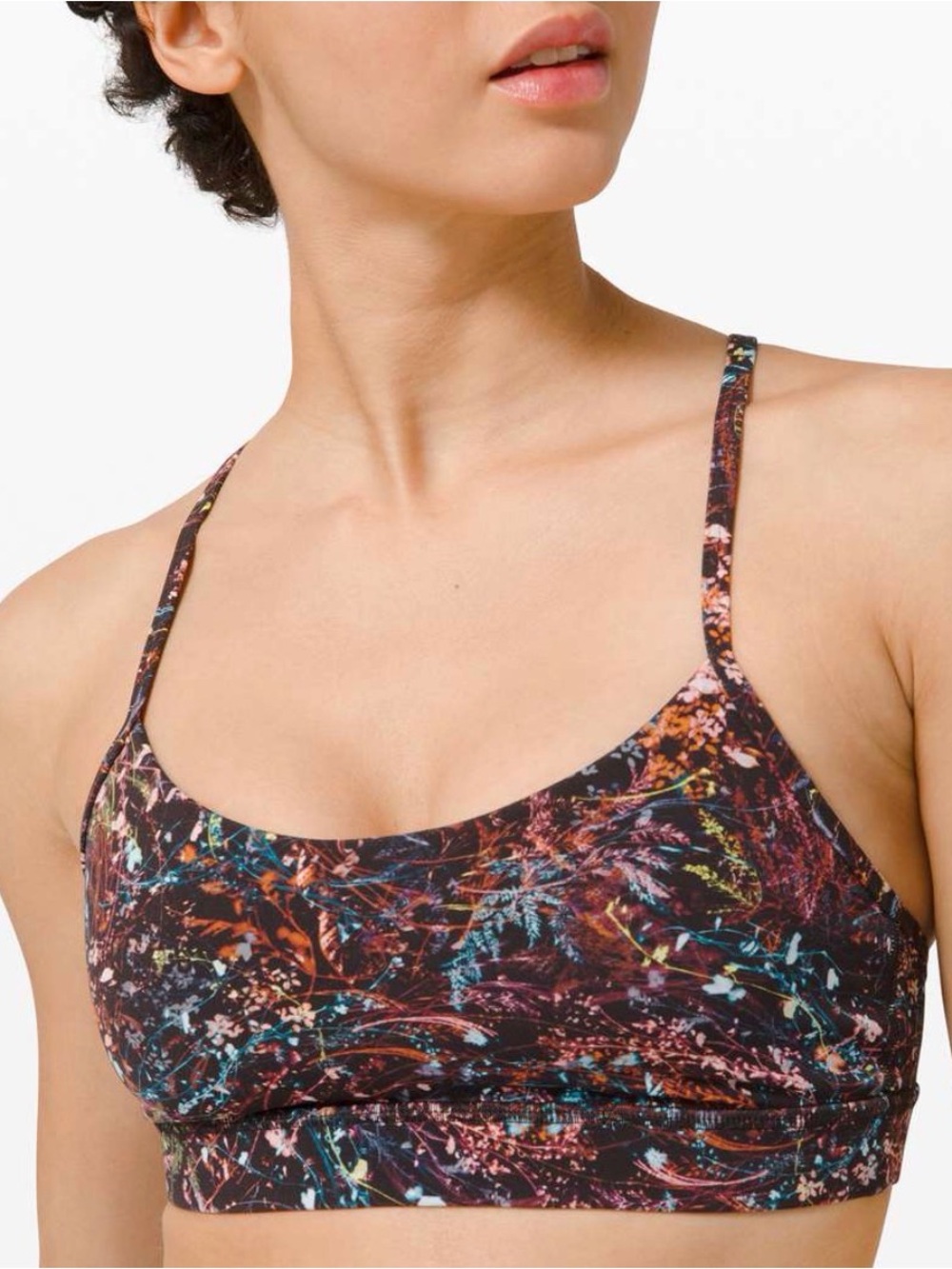 lululemon Athletica Flow Y Bra in Multicolor Foliage Print size 8